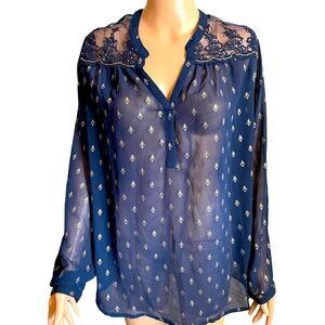 Bila women’s top embellished 2X sheer beaded